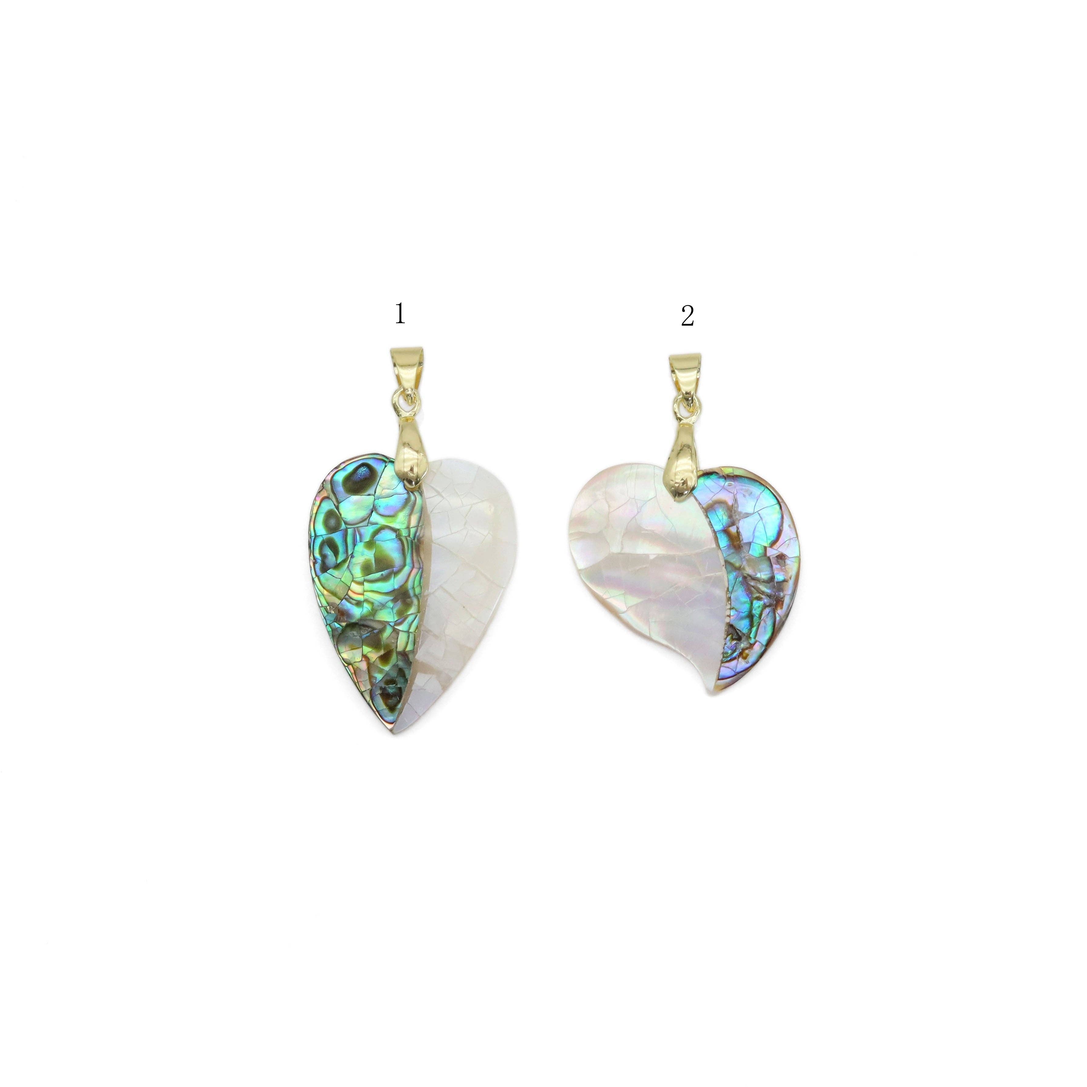 Mother of Pearl Abalone Shell Heart Shape Charm, Sku#LX461