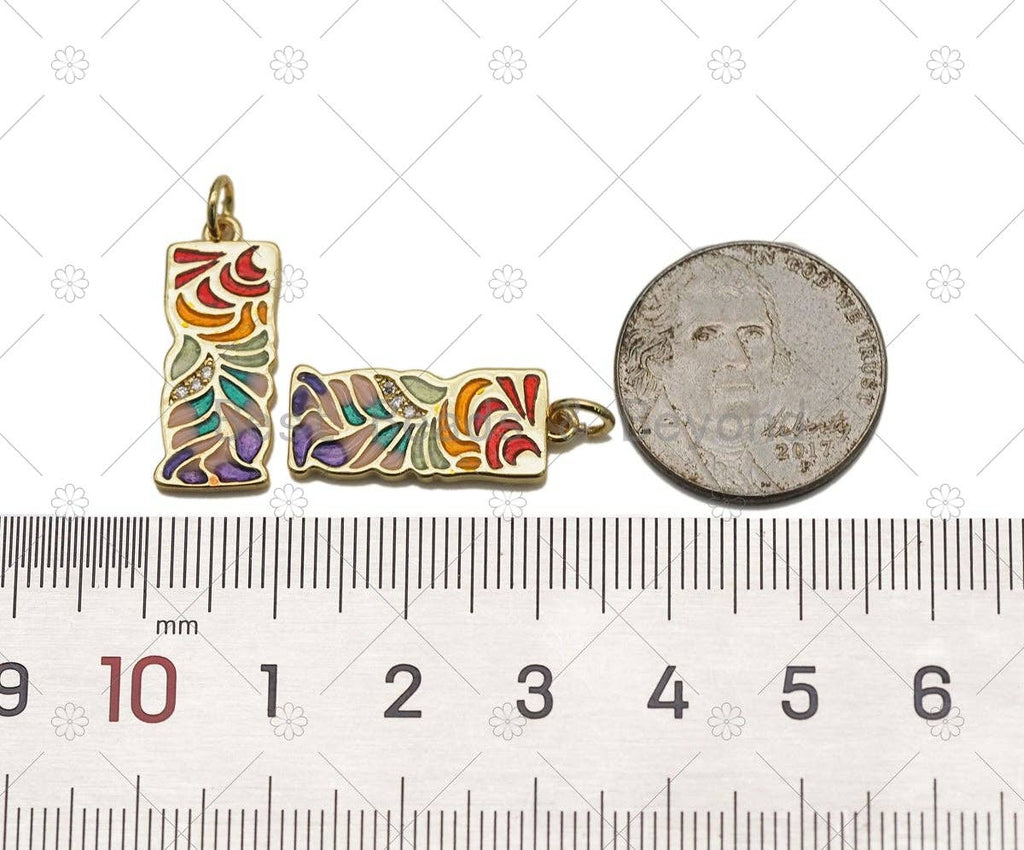 CZ Enamel Leaf Charm, Sku#Y560
