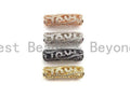 CZ Micro Pave Curved Tube , CZ curved tube, Gold Silver Black Rose Gold Color Spacer Tube, 29x5mm, Sku#G312