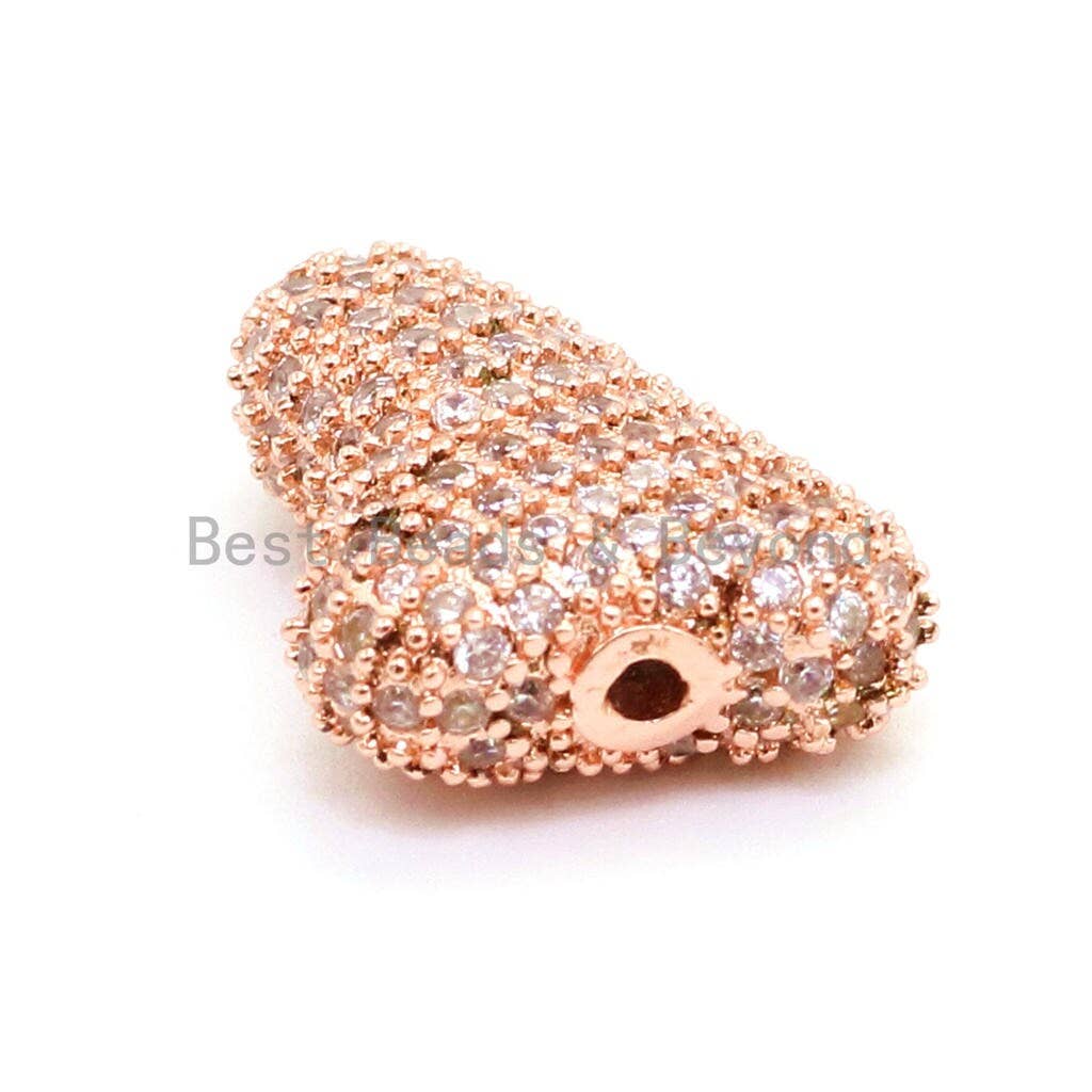 CZ Micro Pave Nugget Spacer Beads with Clear Crystal for Bracelet/Necklace, Cubic Zirconia Beads, 17x12x6mm, Bracelet Charms, sku#G64