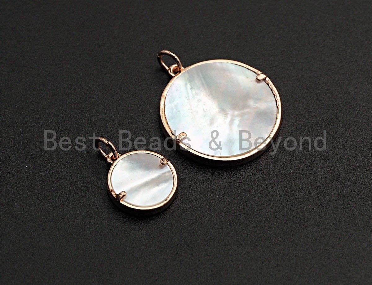 Mother-of-pearl Inlay Tree Round Pendant/Charm, Tree Cubic Zirconia Pendant,22/15/12mm,Sku#Z499
