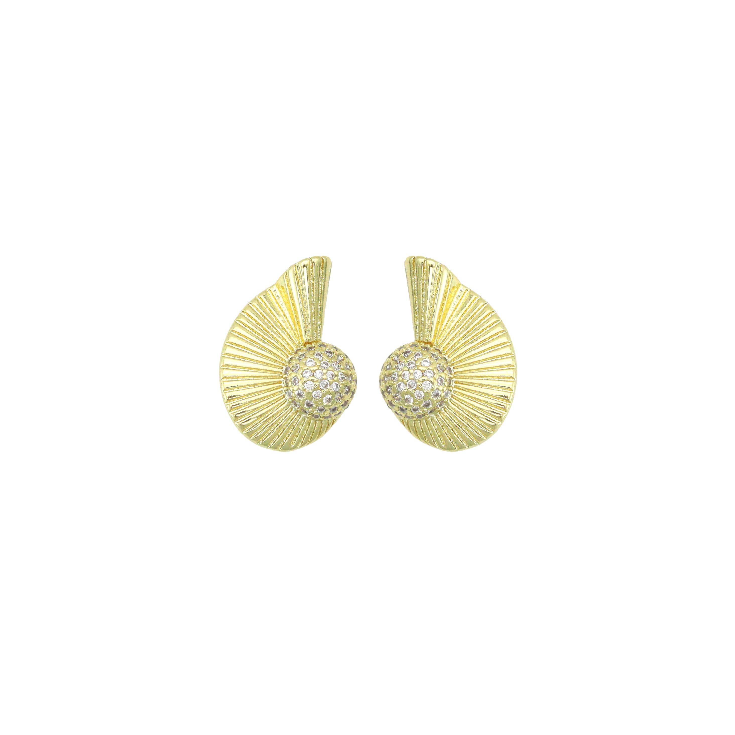 Swirl Snail Conch Shape Stud Earrings, Sku#LX834