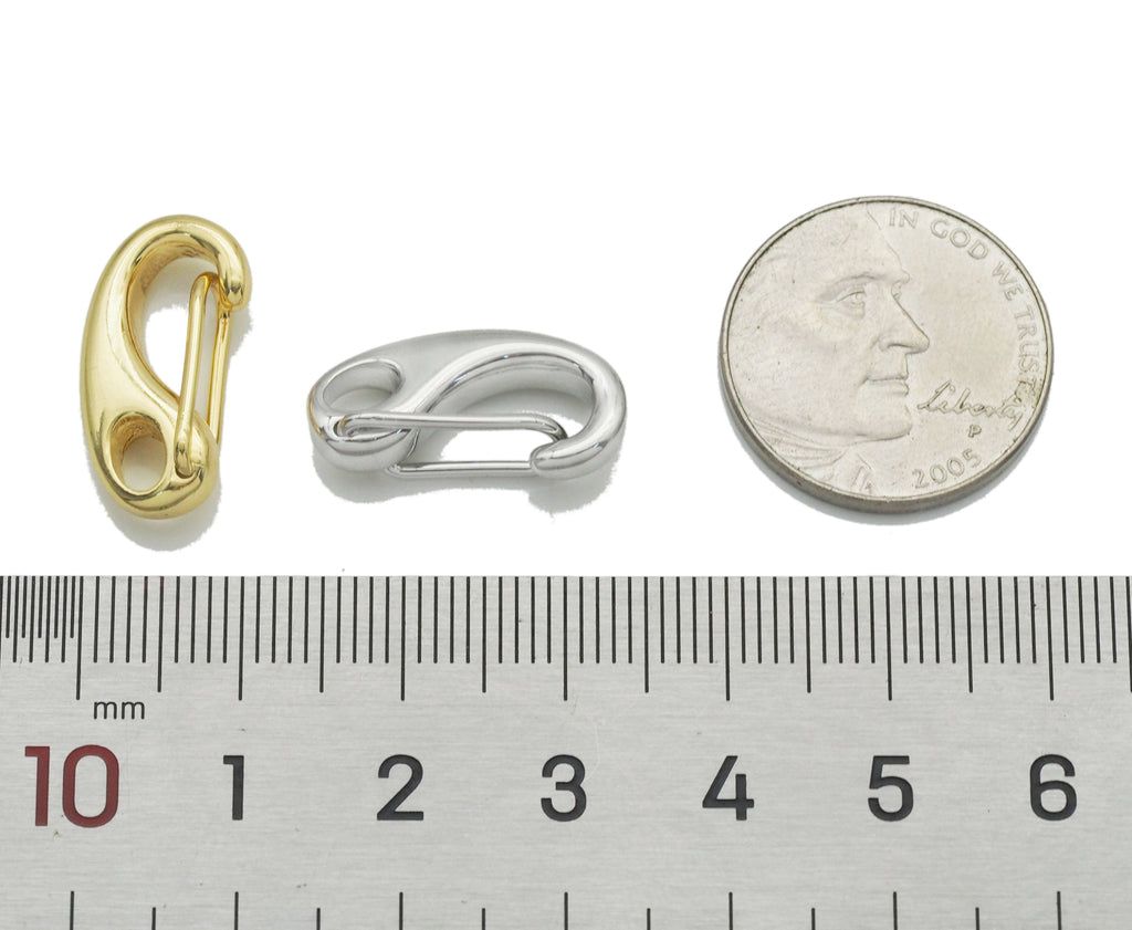 CZ Gold Silver Half Moon Push Lock,  Push Gate Clasp , Sku#LX179
