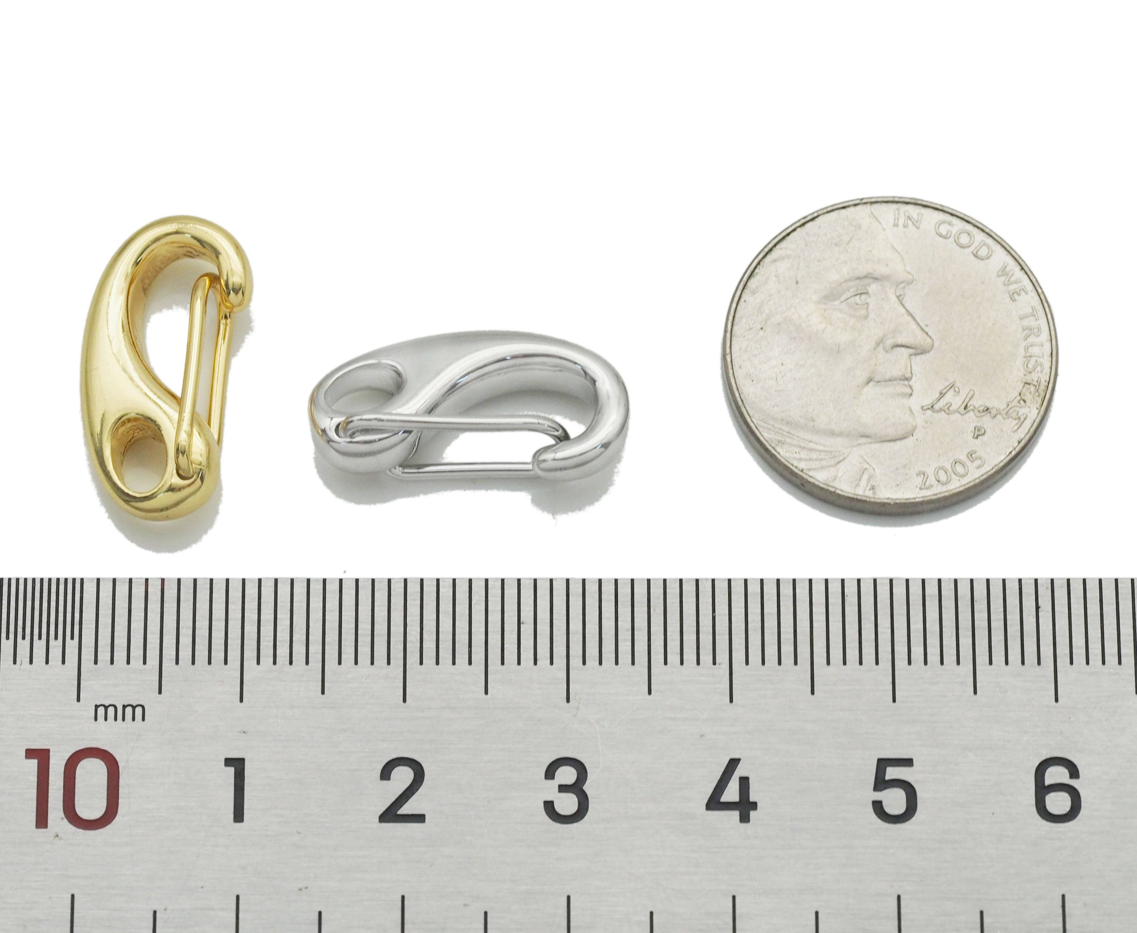 CZ Gold Silver Half Moon Push Lock,  Push Gate Clasp , Sku#LX179