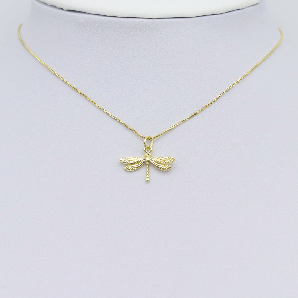 Gold Dragonfly Charm Pendant, Sku#Y985