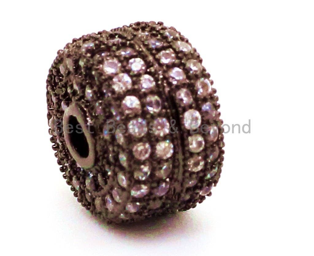 CZ Micro Pave Cylinder Spacer Beads with Clear Crystal for Bracelet/Necklace, Cubic Zirconia Beads, Bracelet Charms, 10x7mm, sku#G45