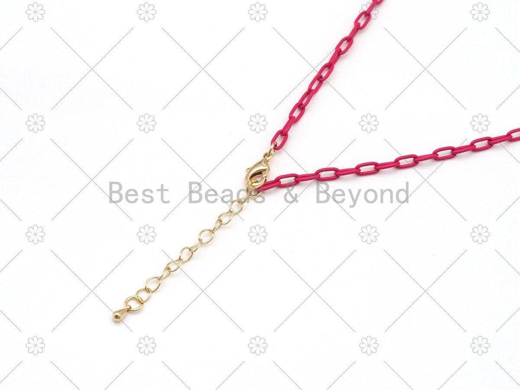 3.5mm Enamel Paperclip Chain Bracelet/Necklace, Sku#EF76