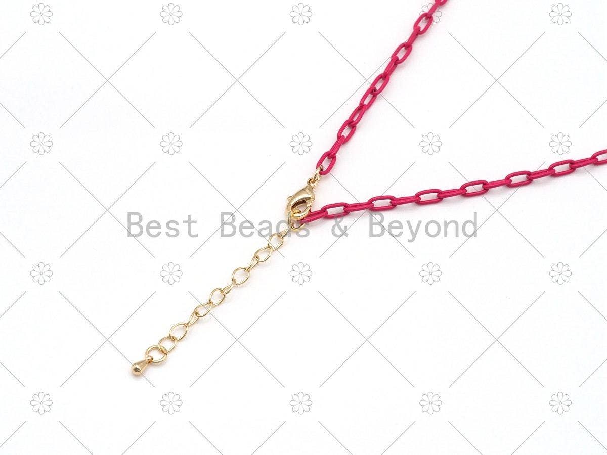 3.5mm Enamel Paperclip Chain Bracelet/Necklace, Sku#EF76