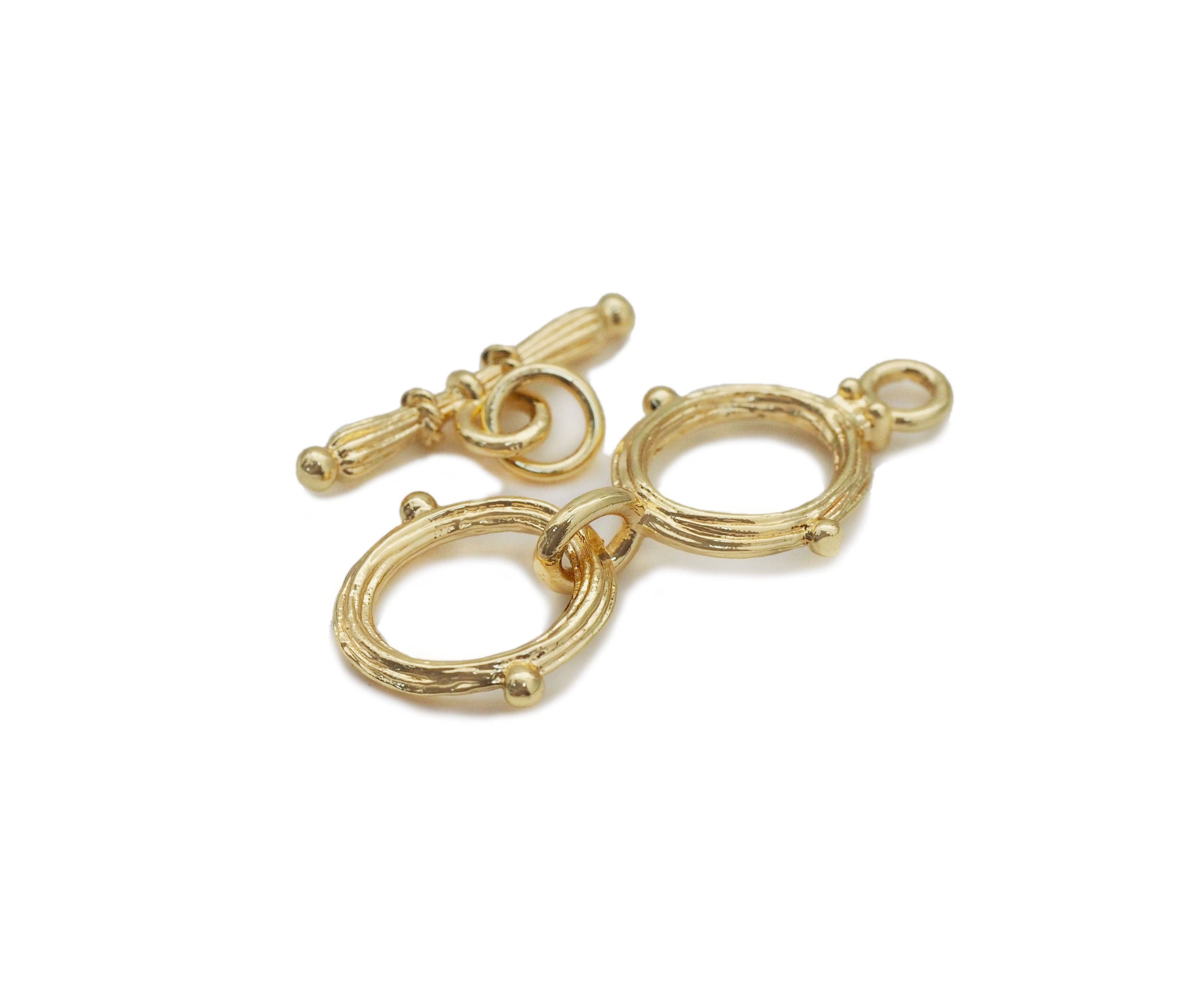 Gold Double Ring Toggle Clasp, Sku#ZX115