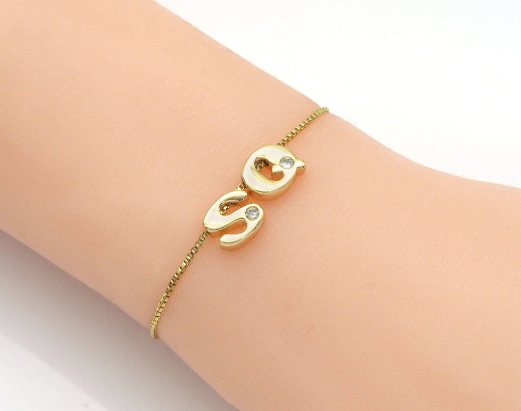 CZ Gold Initial Letters Bead, Sku#G435