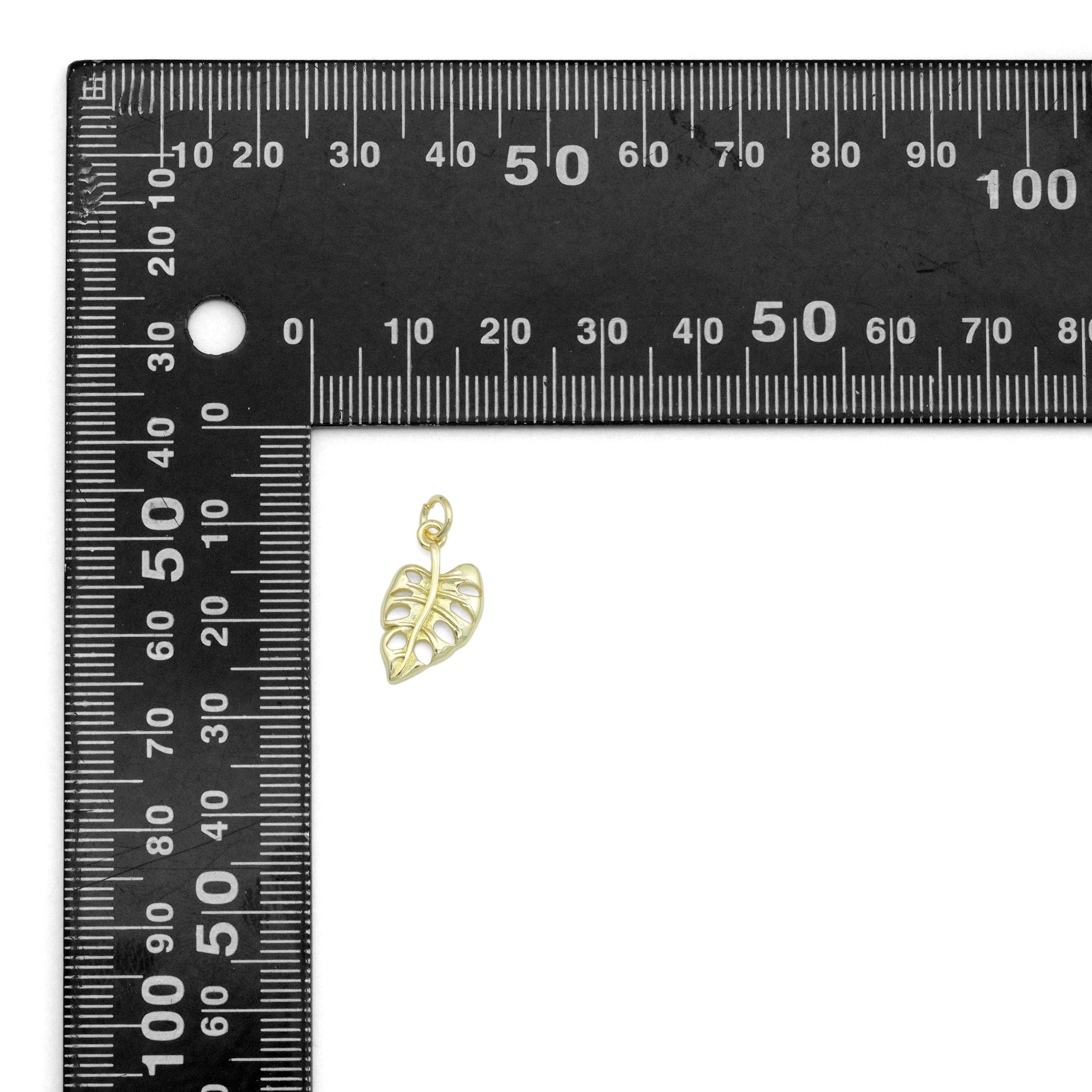 Gold Silver Leaf Charm Pendant, Sku#LX842
