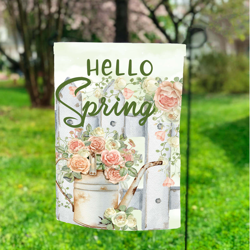 Hello Spring Fence Garden Flag 12x18 inch - J&C Burton Creations
