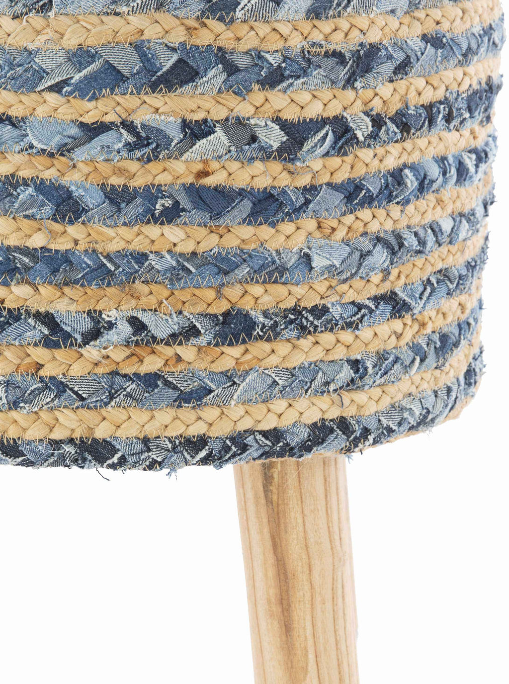 Fermont Denim Jute Ottoman side view