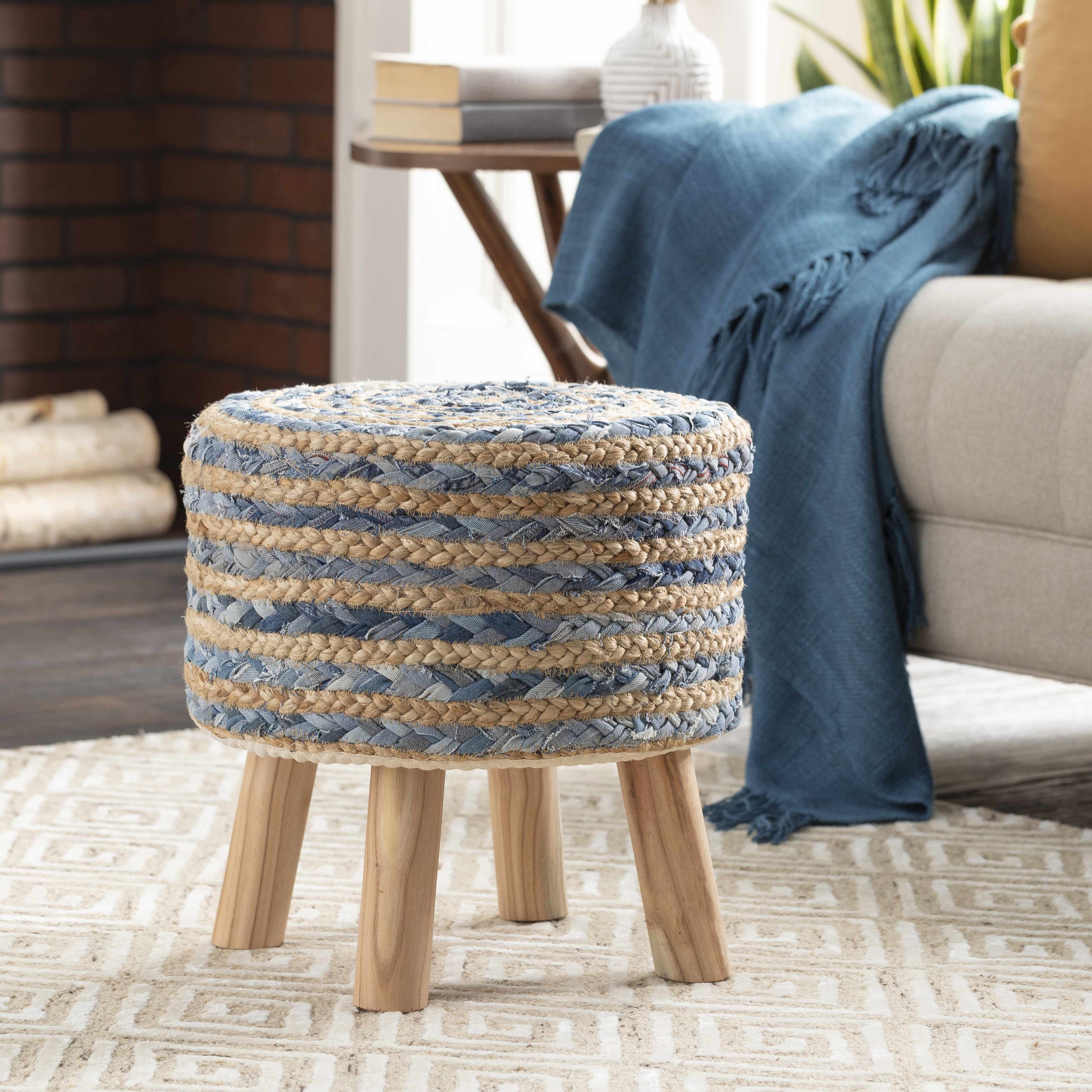 Fermont Denim Jute Ottoman
