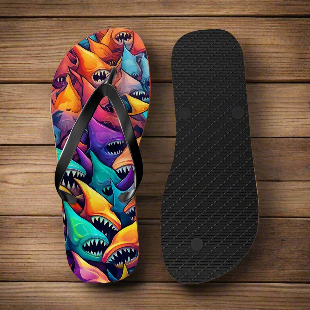 Shark Land Surreal Shark Flip Flops