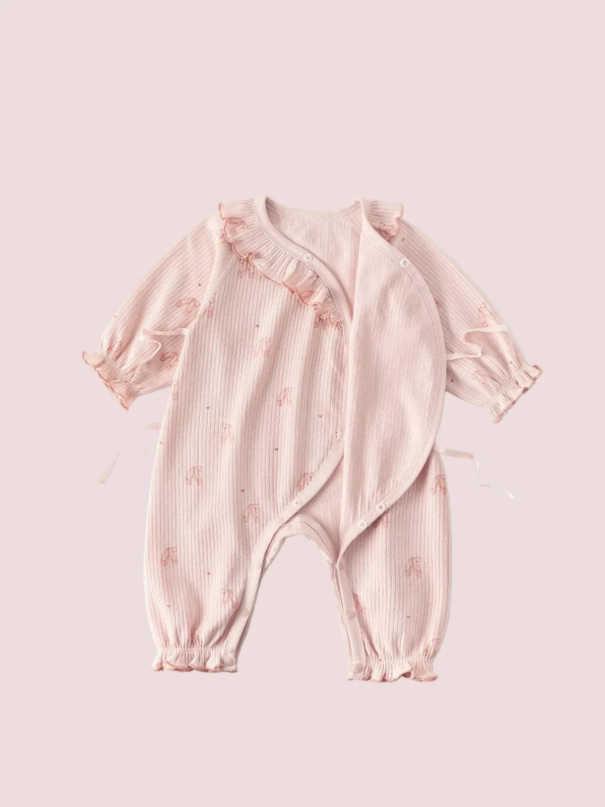 Girls' Long Sleeve Cotton Kimono Style Bodysuit Onesie