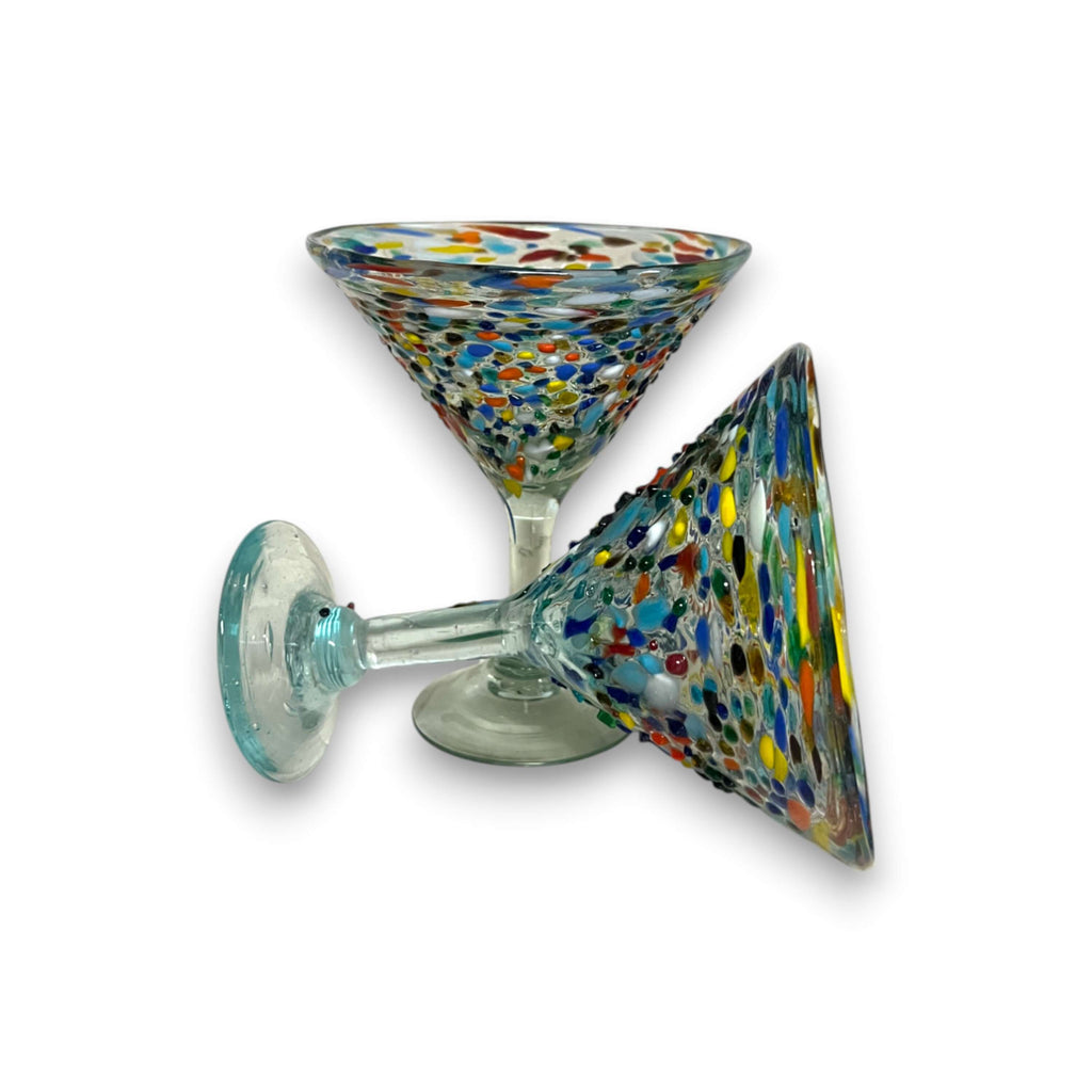 Confetti Pebbled Martini Glass | Hand-Blown Mexican Barware