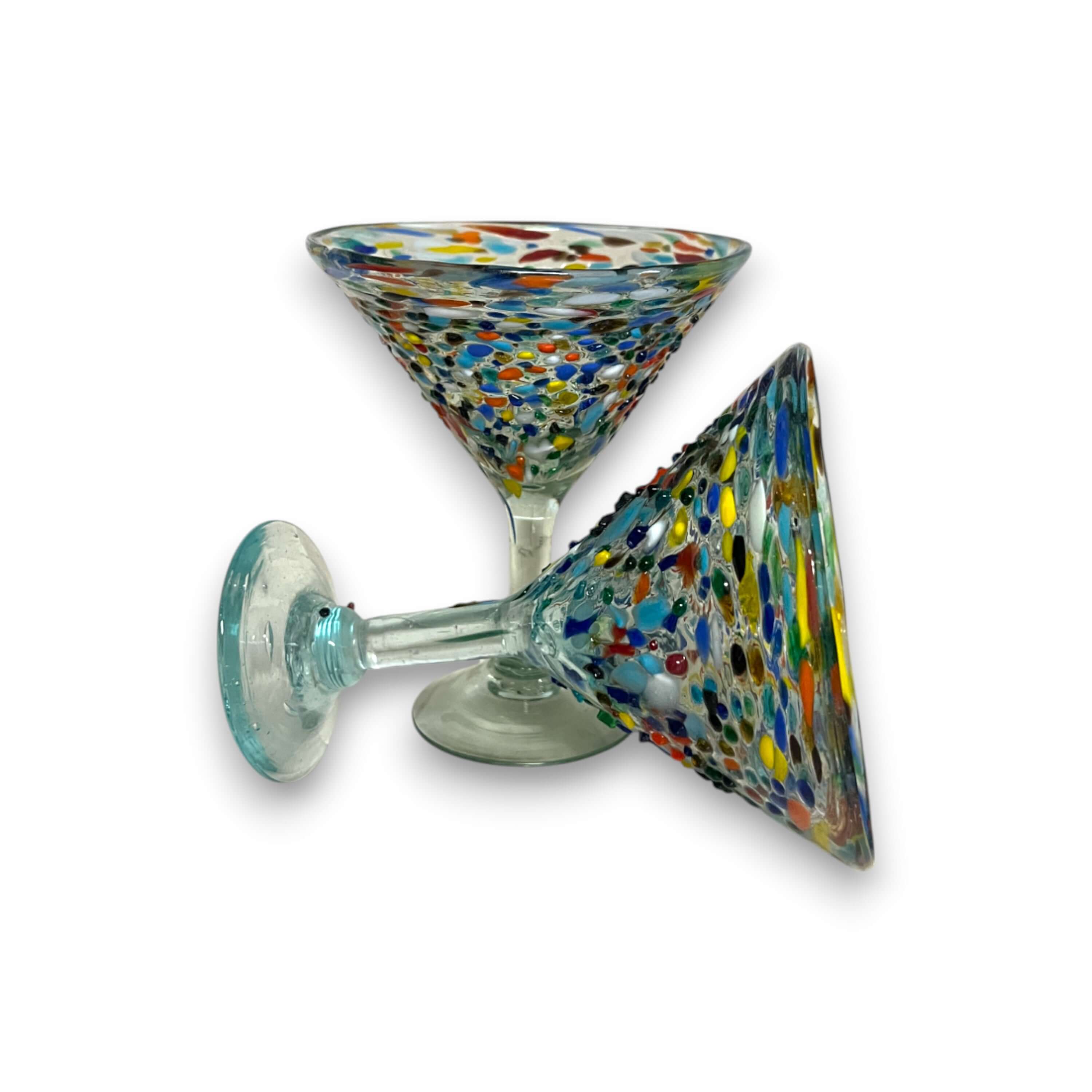 Confetti Pebbled Martini Glass | Hand-Blown Mexican Barware