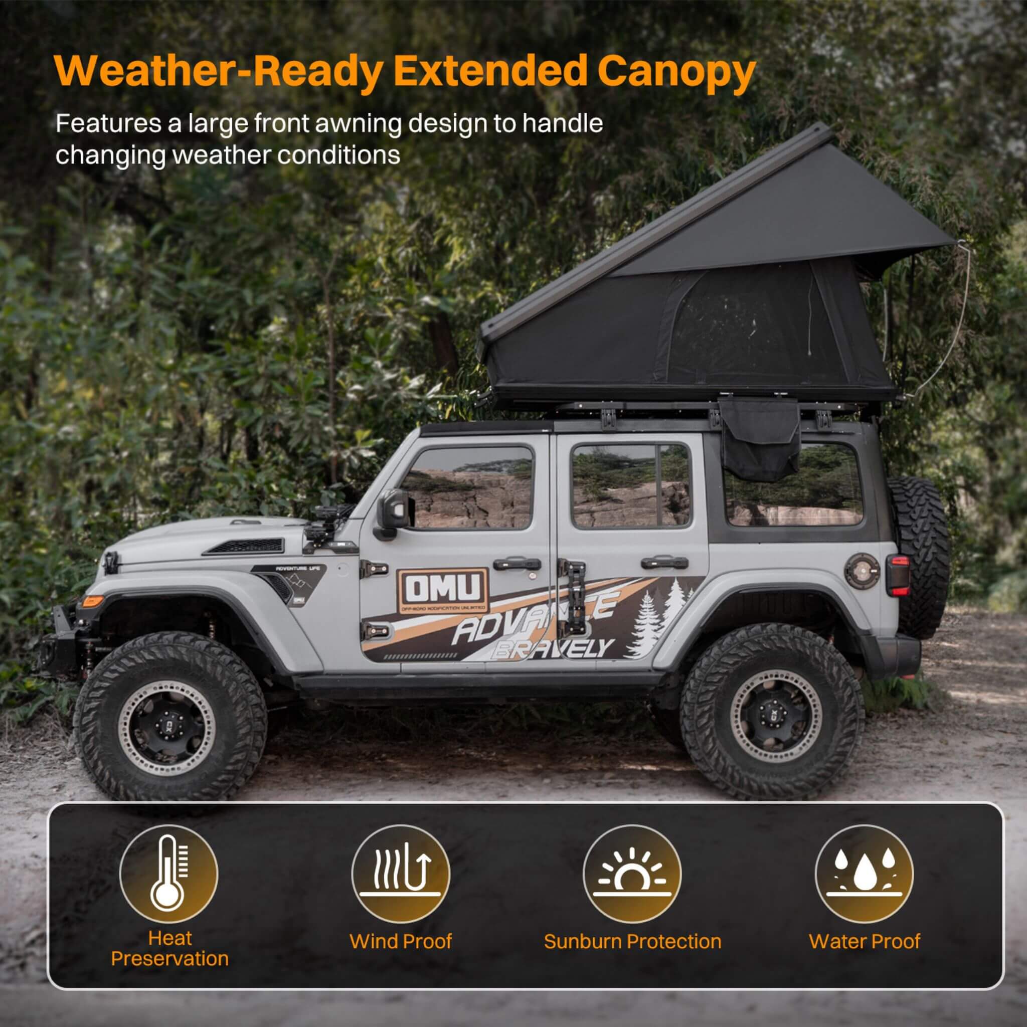 Trailora Heavy-Duty 2-3 Person Hardshell Rooftop Tent With Ladder (SAK93120)