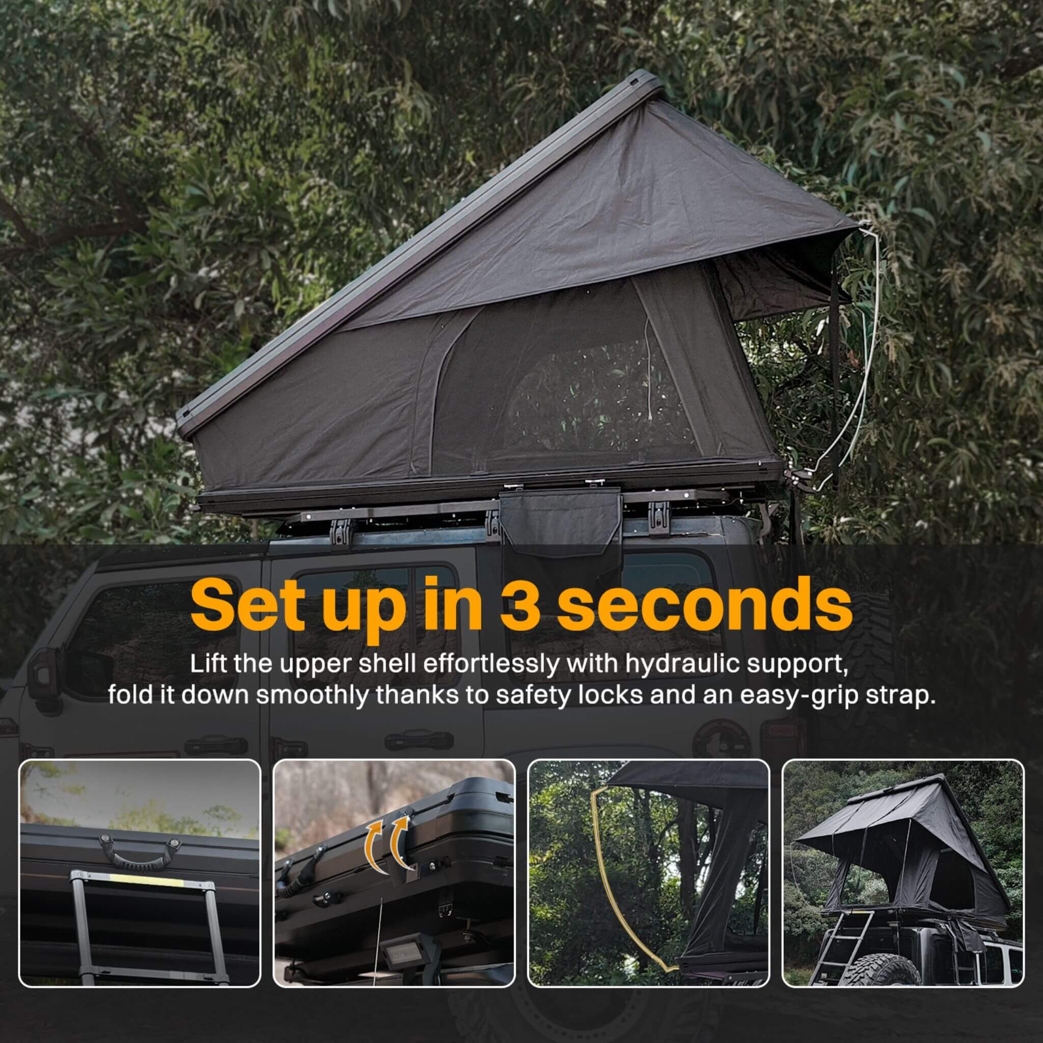 Trailora Heavy-Duty 2-3 Person Hardshell Rooftop Tent With Ladder (SAK93120)