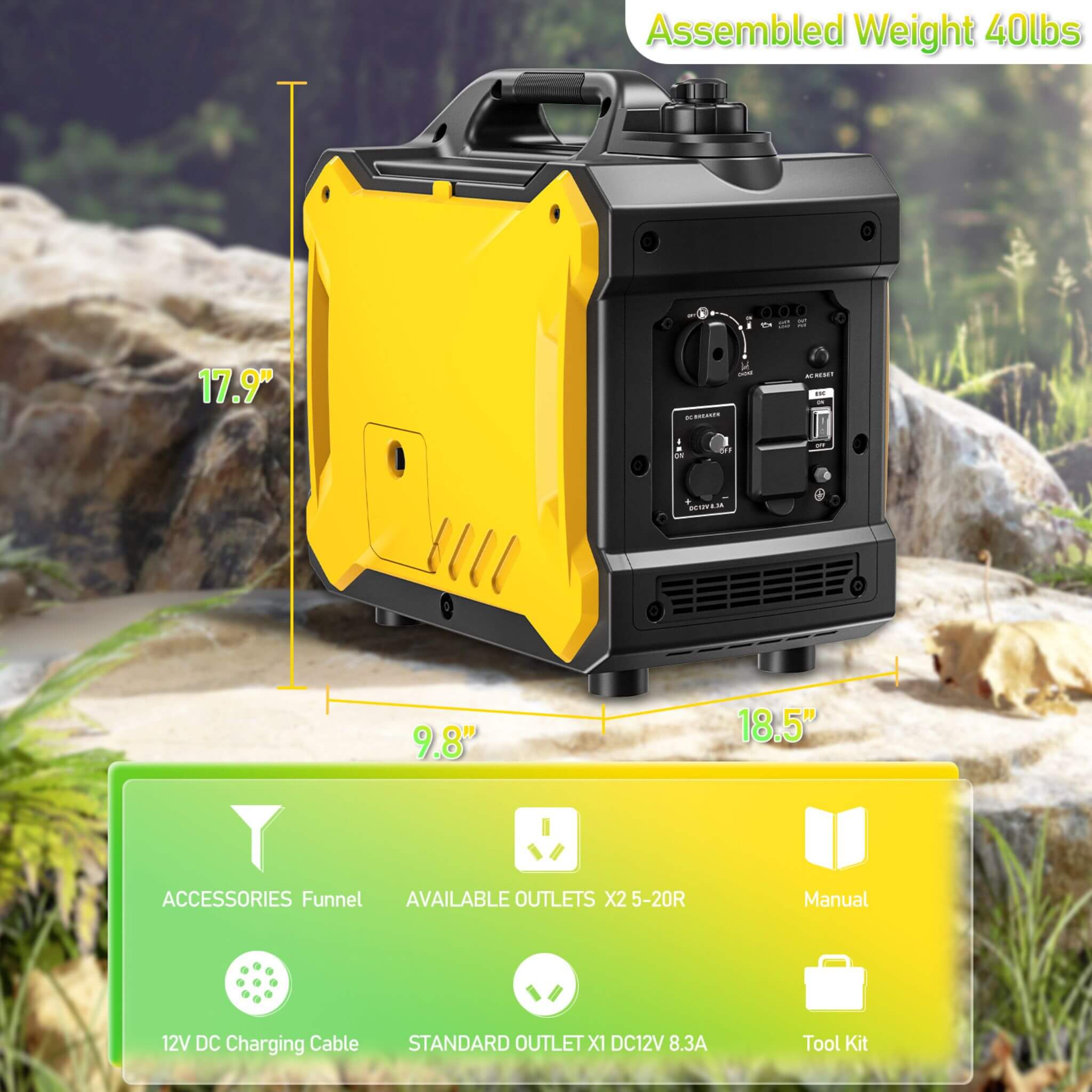 Heavy-Duty 79CC Ultra Quiet 2000W Inverter Portable Gas Generator (SAK75290)
