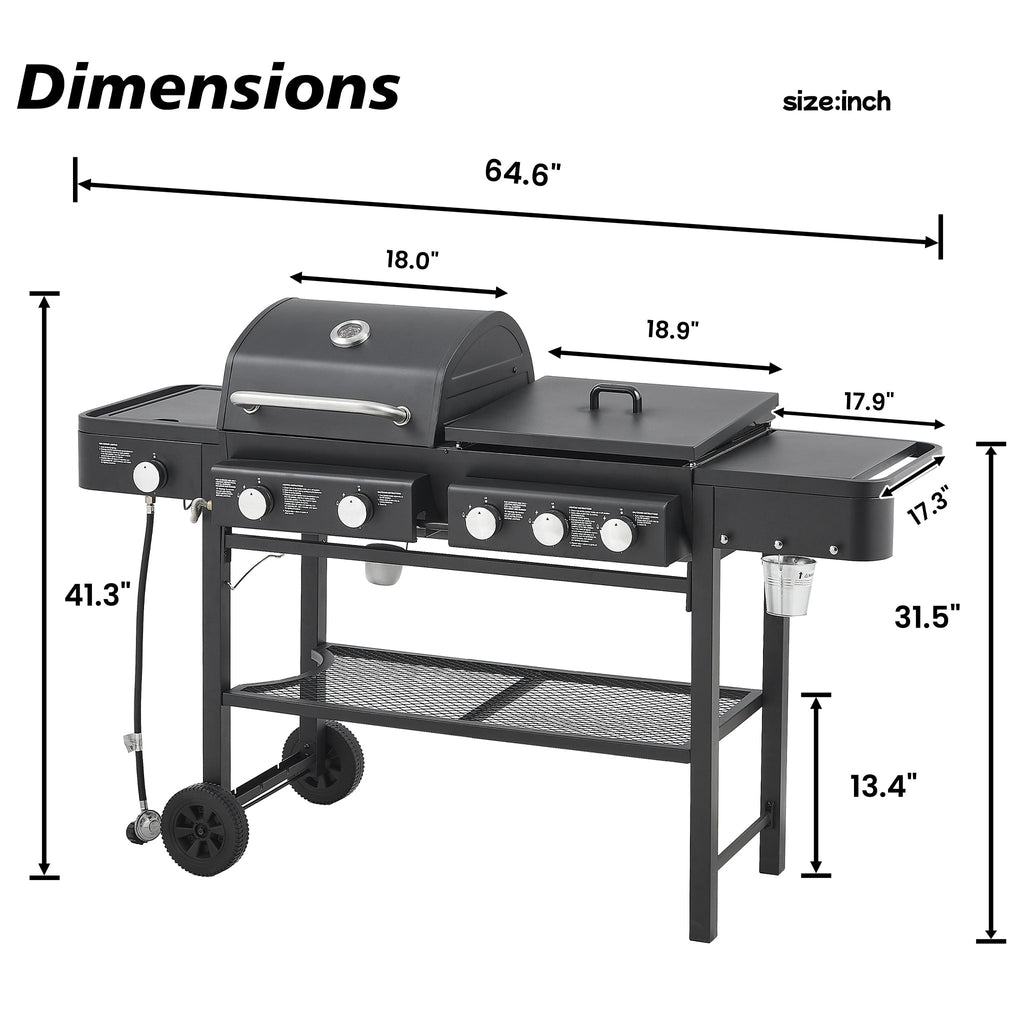 Castelle Flame Heavy-Duty All-In-One Outdoor 5-Burner 56K BTU LP Grill (SAK57124)