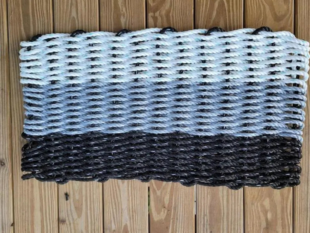 Rope Mat made with Lobster Rope, Black Gray White