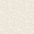 A repeating floral damask pattern in soft warm beige and off-white tones, filling the full frame.