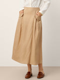 100% Linen Flap Pocket A-Line Skirt IANTHE