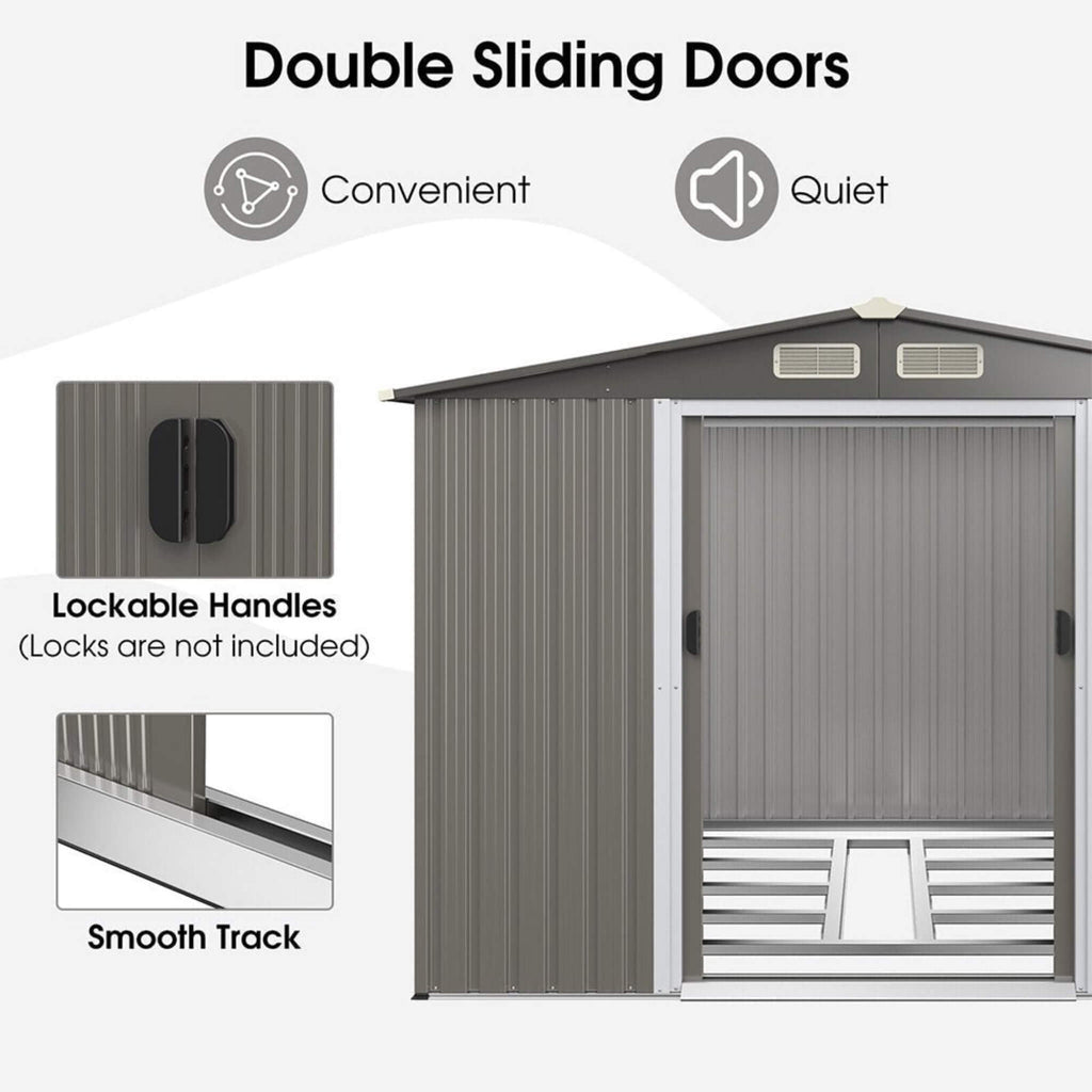 [08X06FT] Alora Premium Outdoor Steel Tool Storage Garden Backyard Shed (SAK74185)