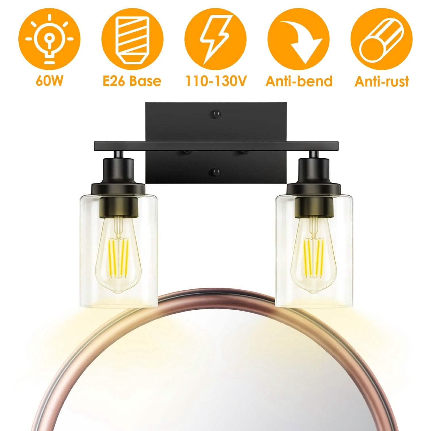 Light Wall Sconce Lighting with Clear Glass