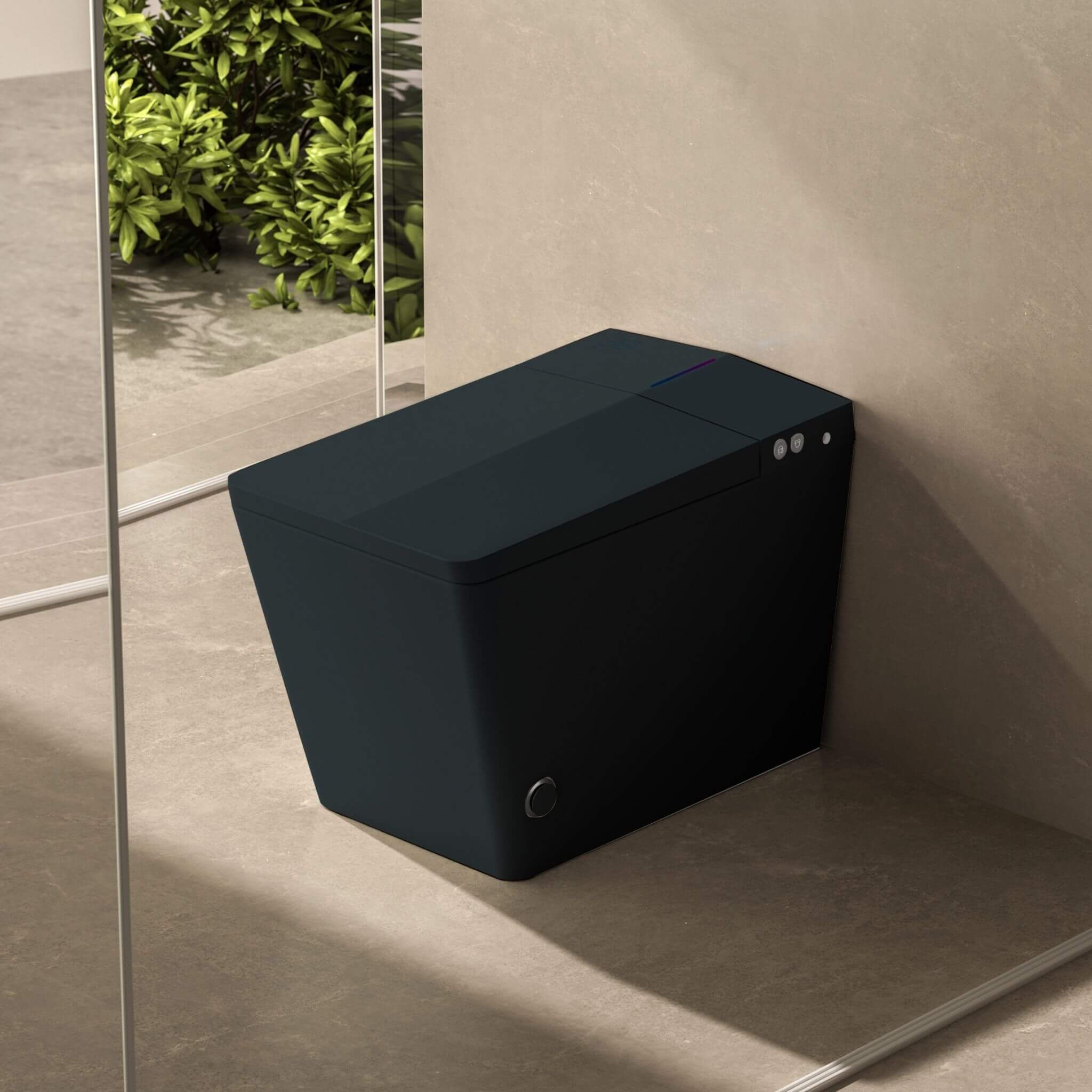Nuvia Luxury Black Square Smart Toilet With Bidet, Remote, And Heated Seat (SAK45183)