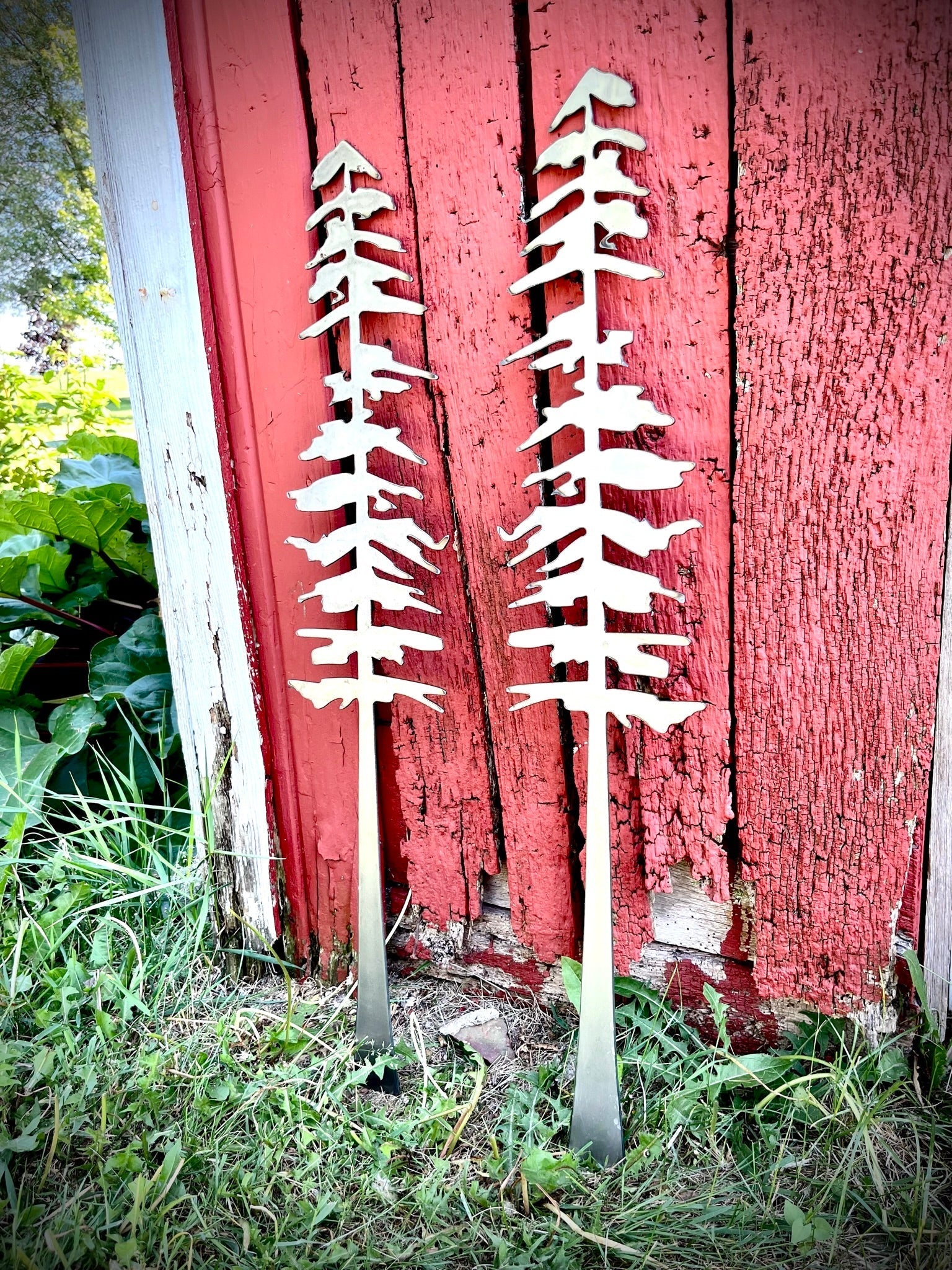 XL Polished Metal Pine Tree Wall Art