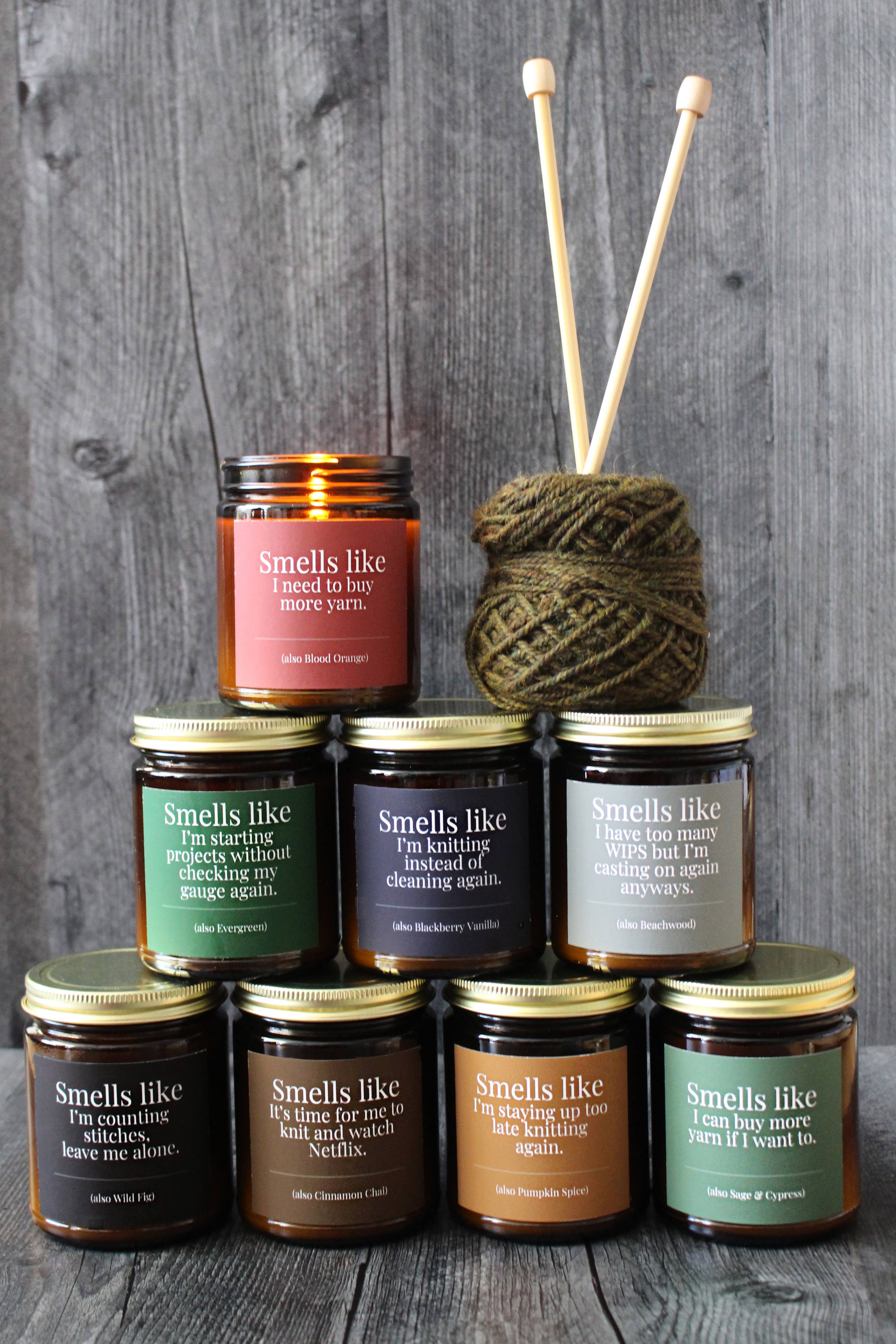 Hand-poured Coconut Soy Wax Candles For Knitters