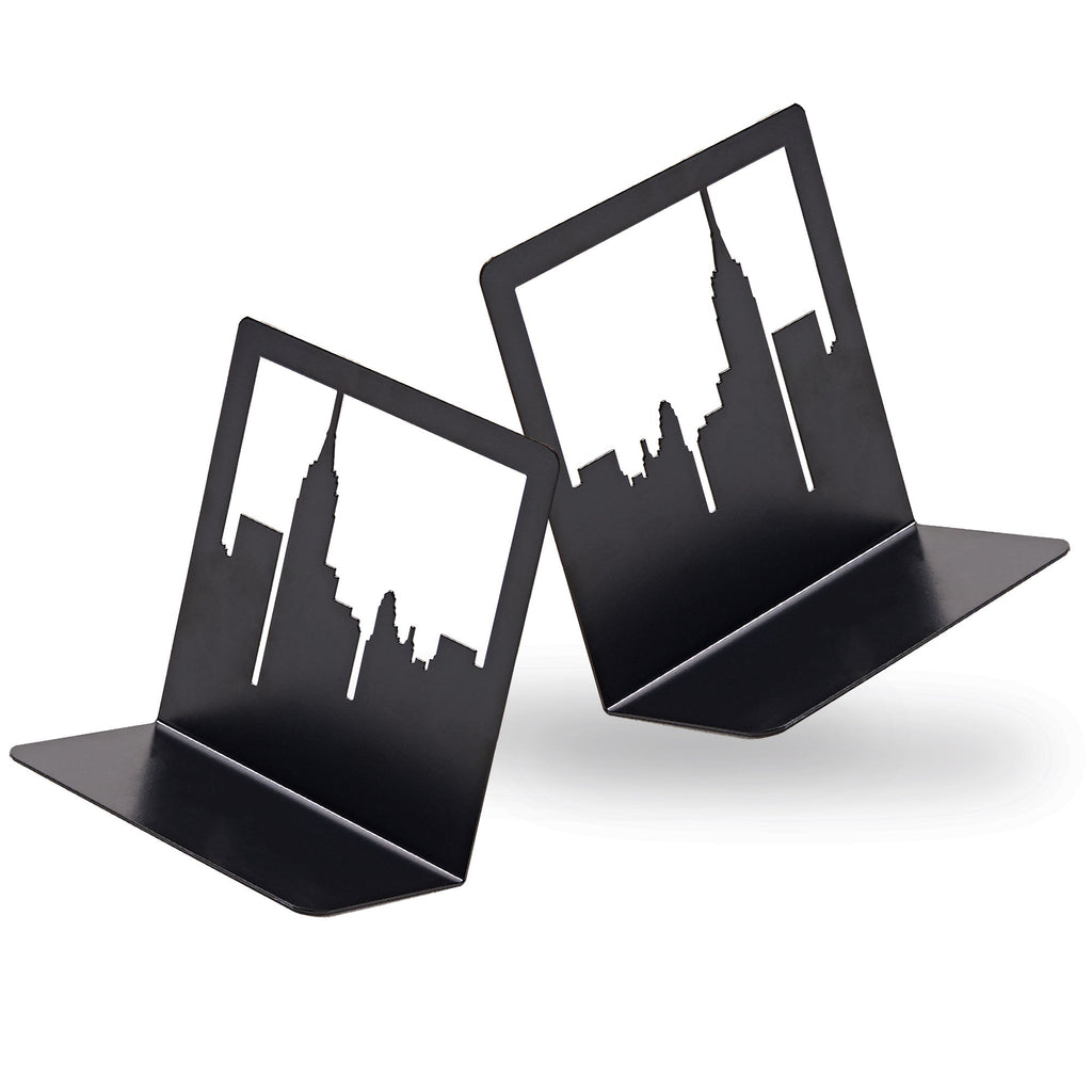 NYC Skyline Bookends 2-Pack – Metal Book Ends by Geomod