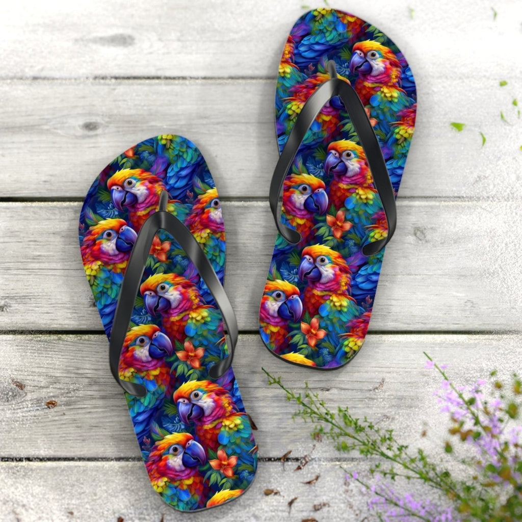 Colorful Parrot Head Flip-Flops