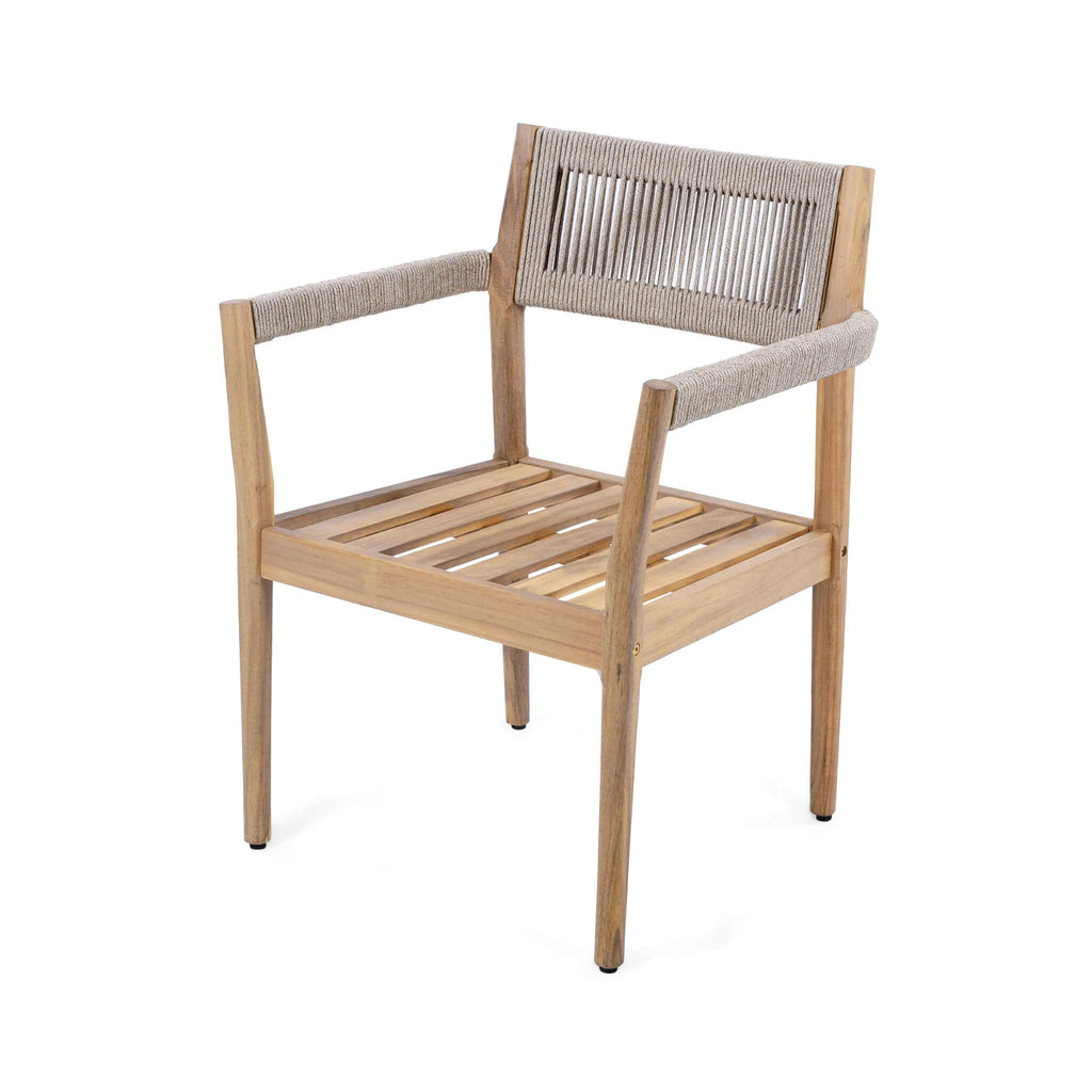 Alora Premium 5-Piece Outdoor Acacia Wood Patio Furniture Set With Braided Dining Chairs, Cushions, And Dining Table (SAK26754)