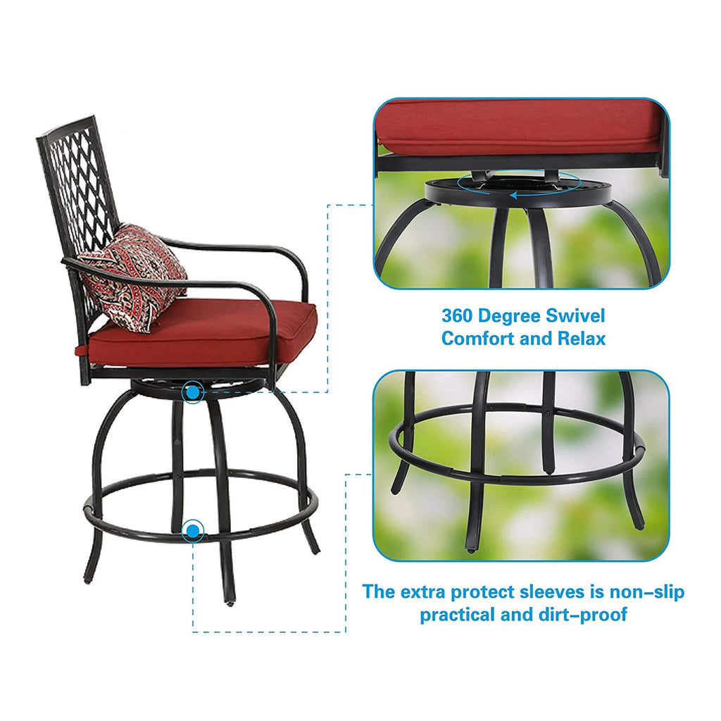 Alora Premium 6-Piece Bar Patio Furniture Set With Umbrella, Swivel Chairs, And Cushions (SAK90375)