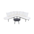 Alora Premium Half-Moon 6-Person Curved All-Weather Outdoor Furniture Sofa Patio Set With Coffee Table And Cushions (SAK76332)