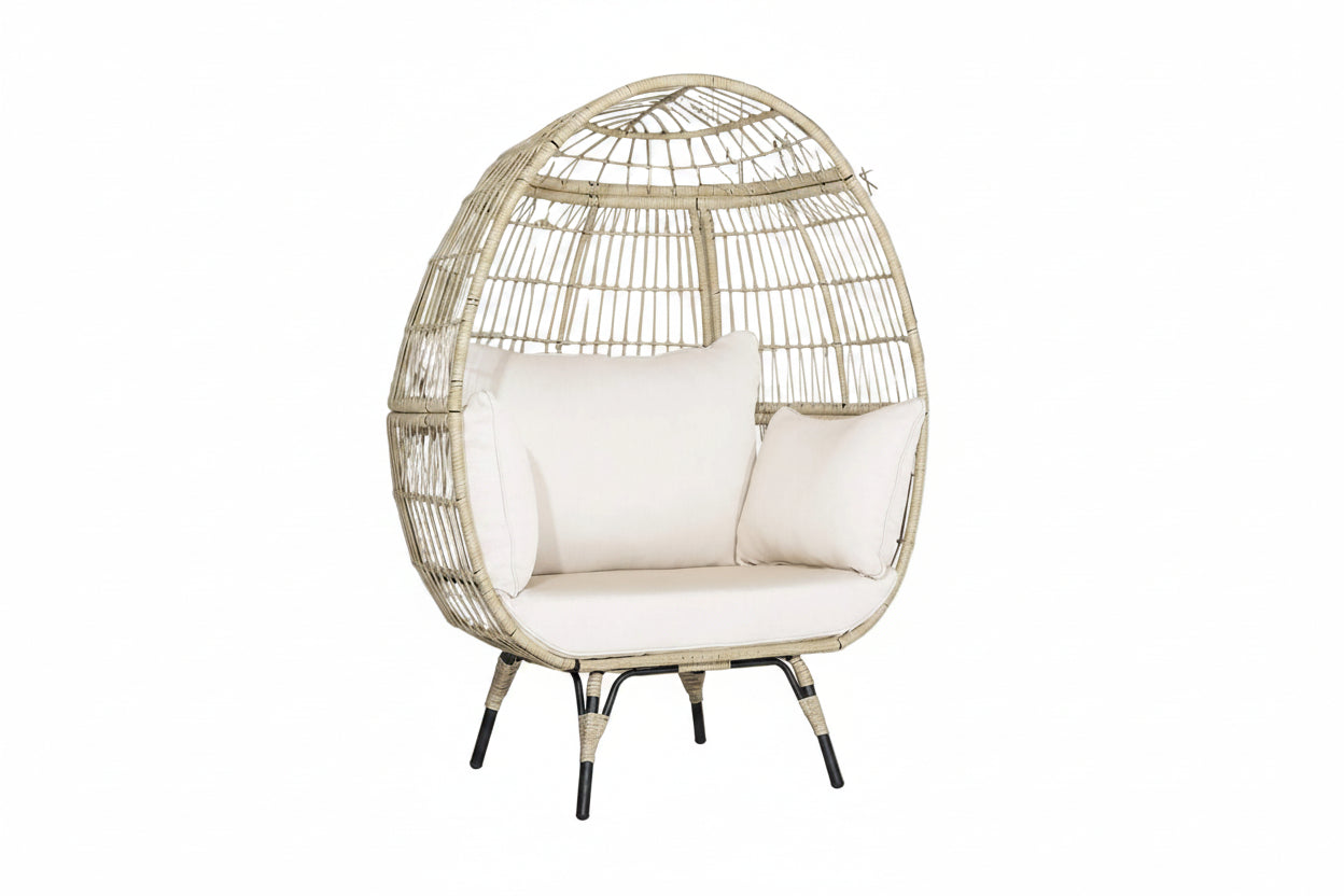 Alora Premium 57-Inch Oversized Rattan Patio Egg Lounge Chair Basket With Cushions (SAK91684)