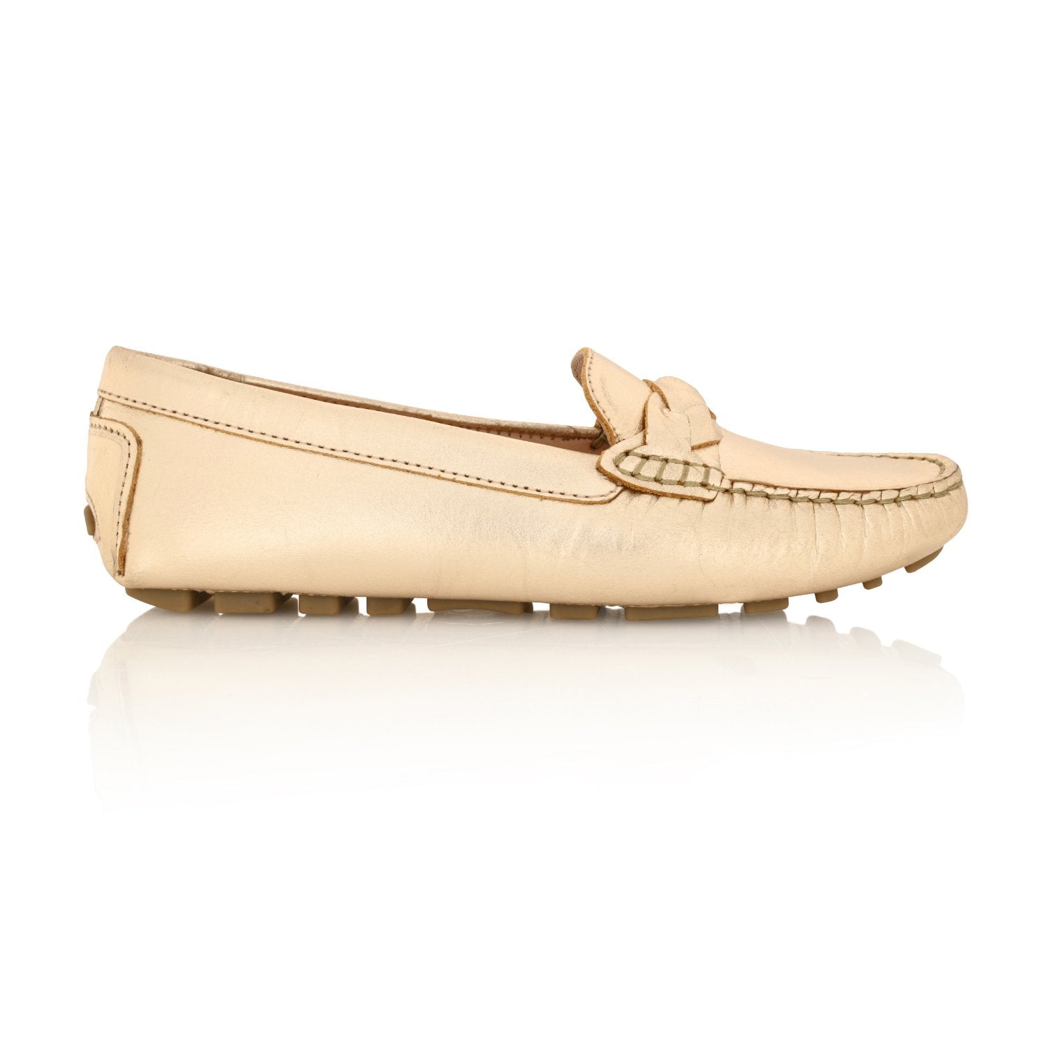 Pipper Leather Driving Loafer Gold Metallic