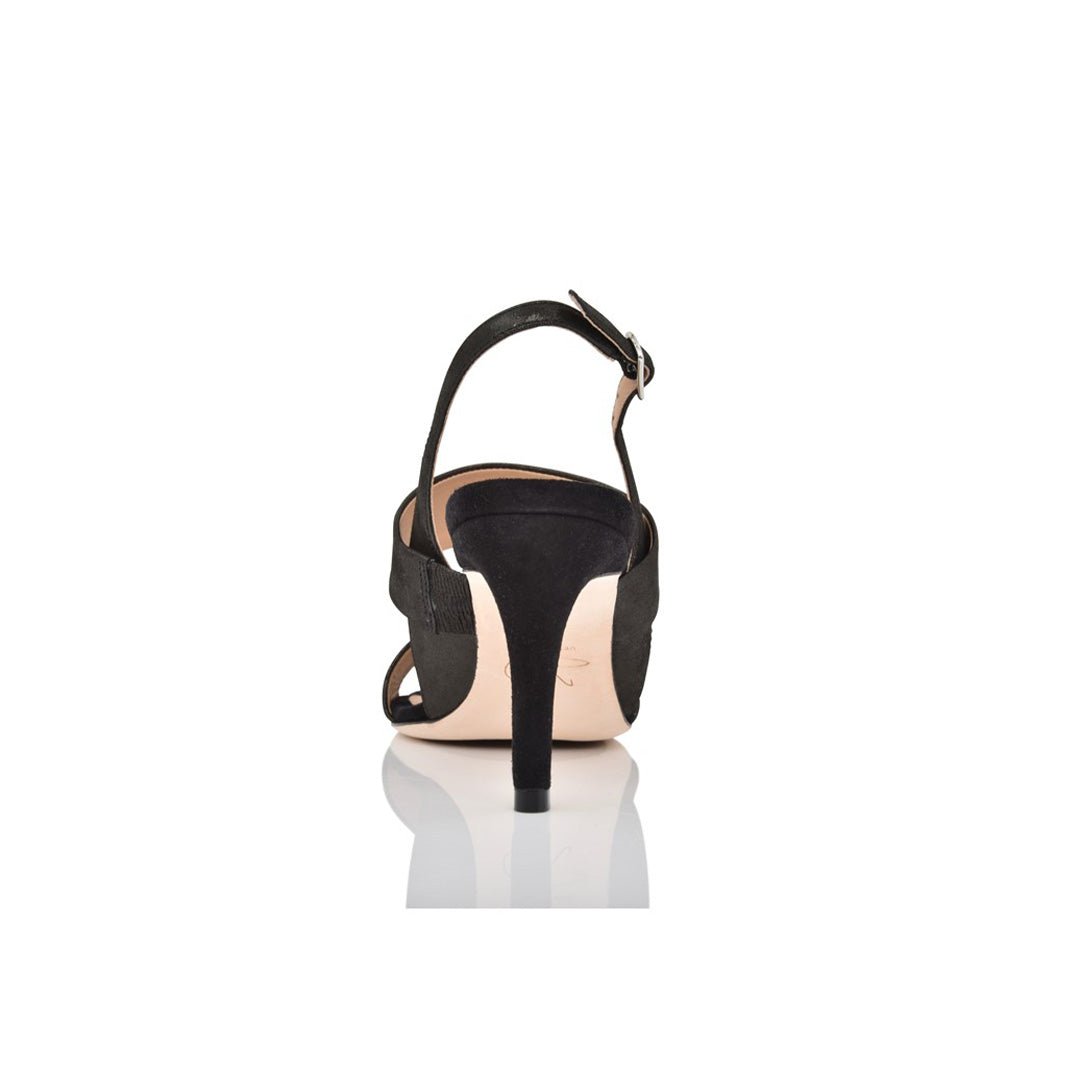 Fortune Black Shimmer Suede Sandals