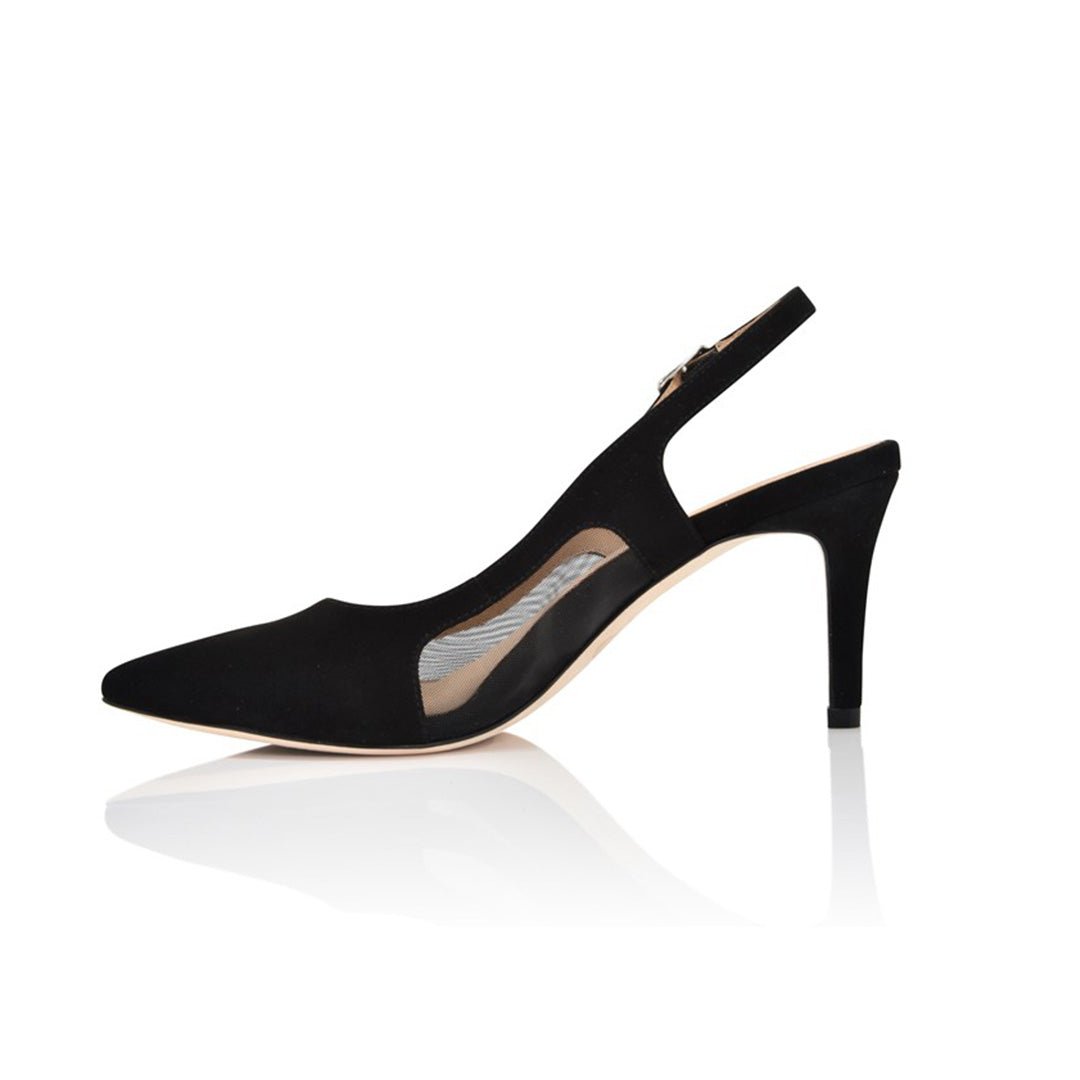 Dance Black Kid Suede & Black Mesh Slingback