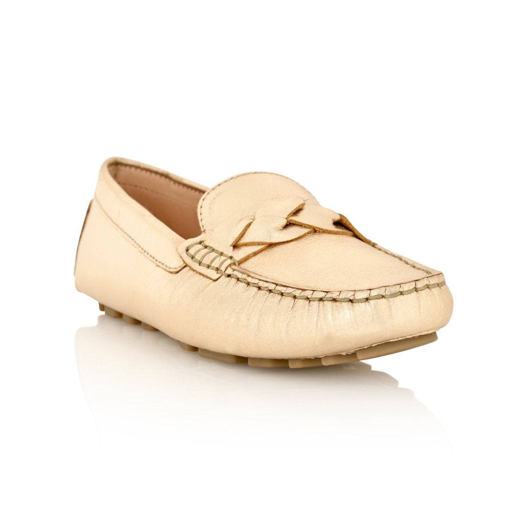 Pipper Leather Driving Loafer Gold Metallic