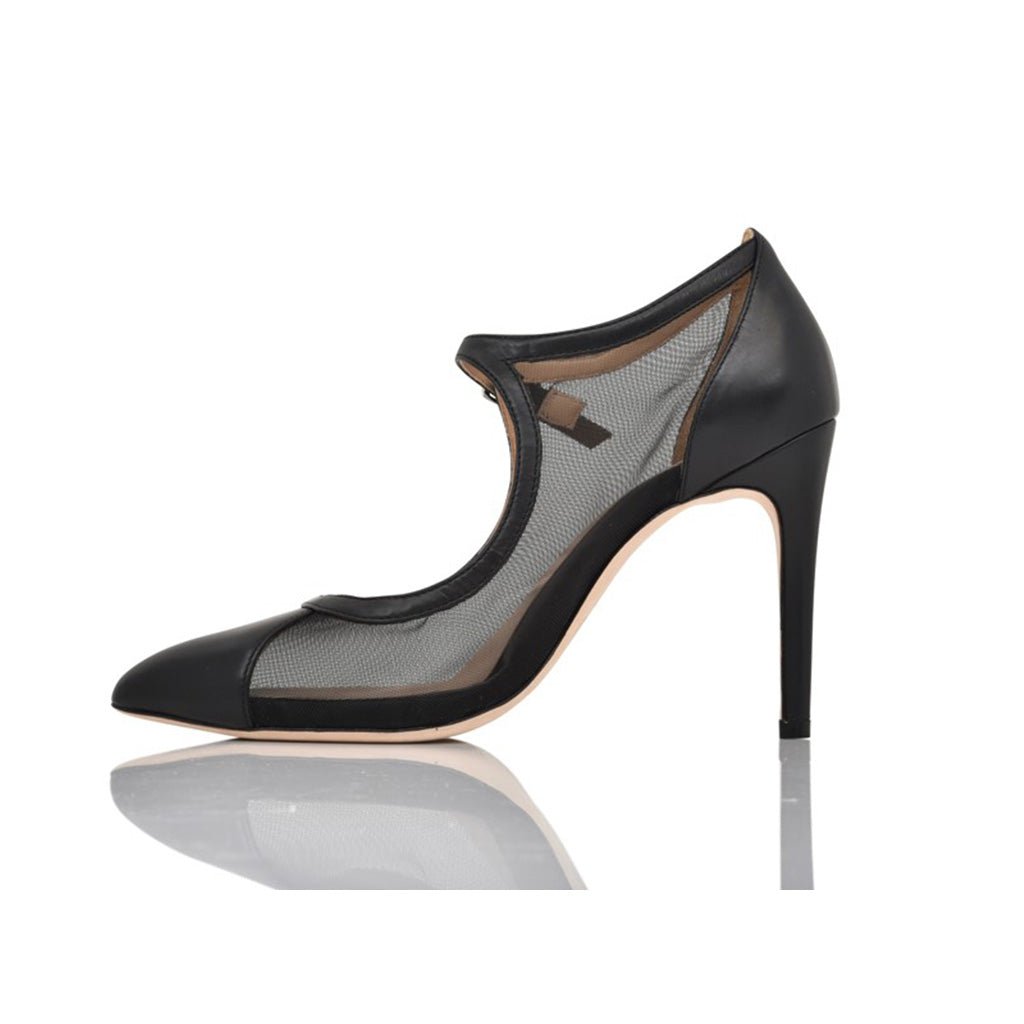 Rebecca Black Lux Nappa Black Mesh Stiletto Heels