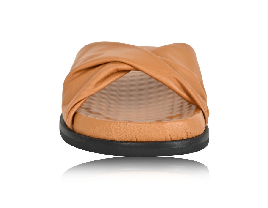 Sadie Camel Soft Nappa Flat Sandals