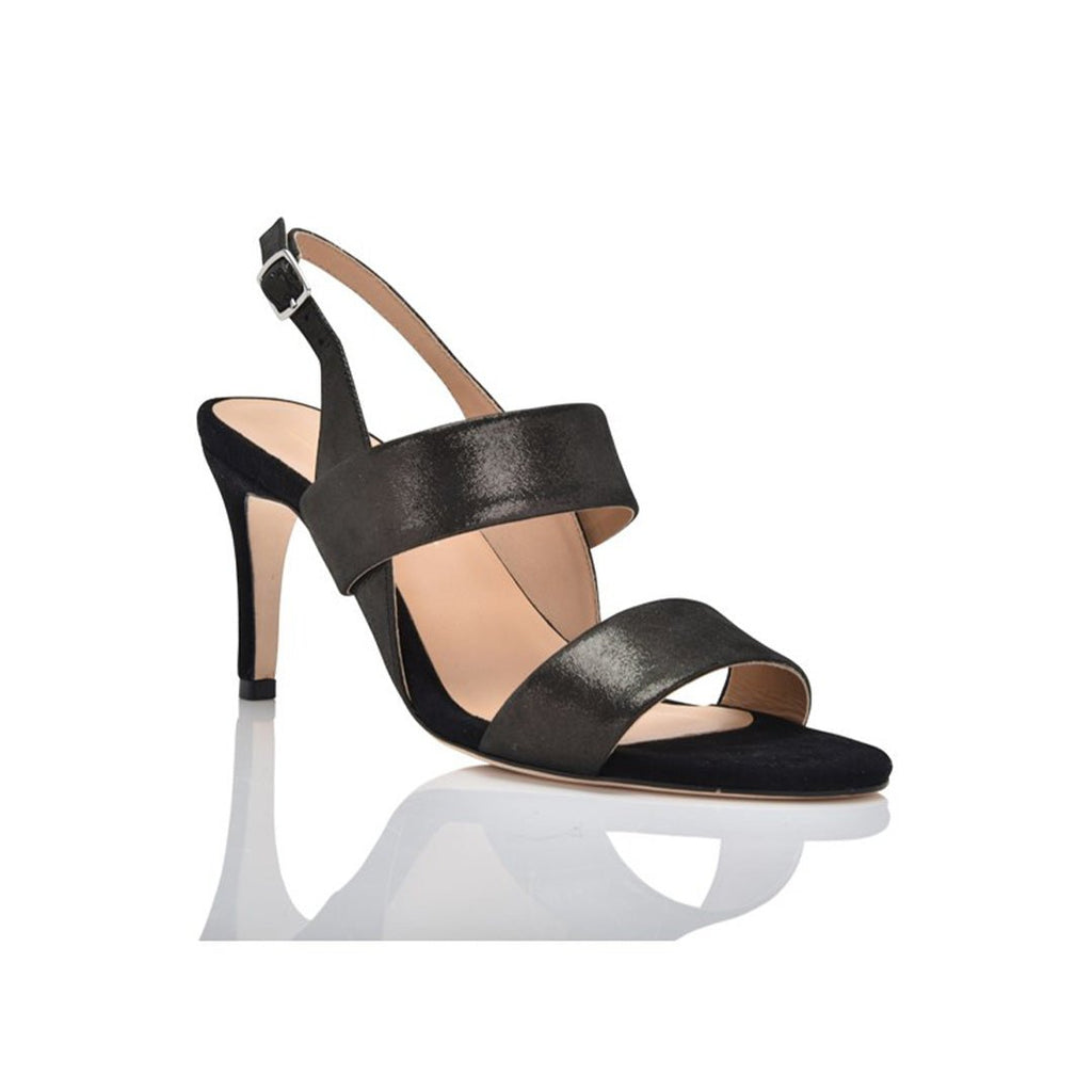 Fortune Black Shimmer Suede Sandals