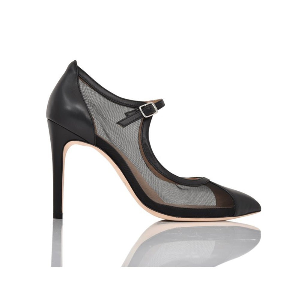 Rebecca Black Lux Nappa Black Mesh Stiletto Heels