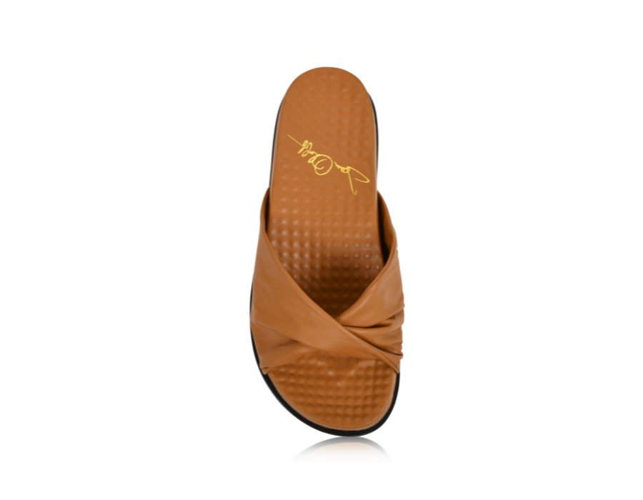 Sadie Camel Soft Nappa Flat Sandals