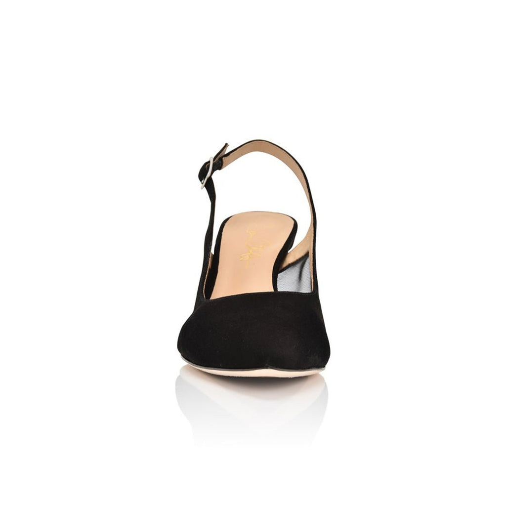 Dance Black Kid Suede & Black Mesh Slingback
